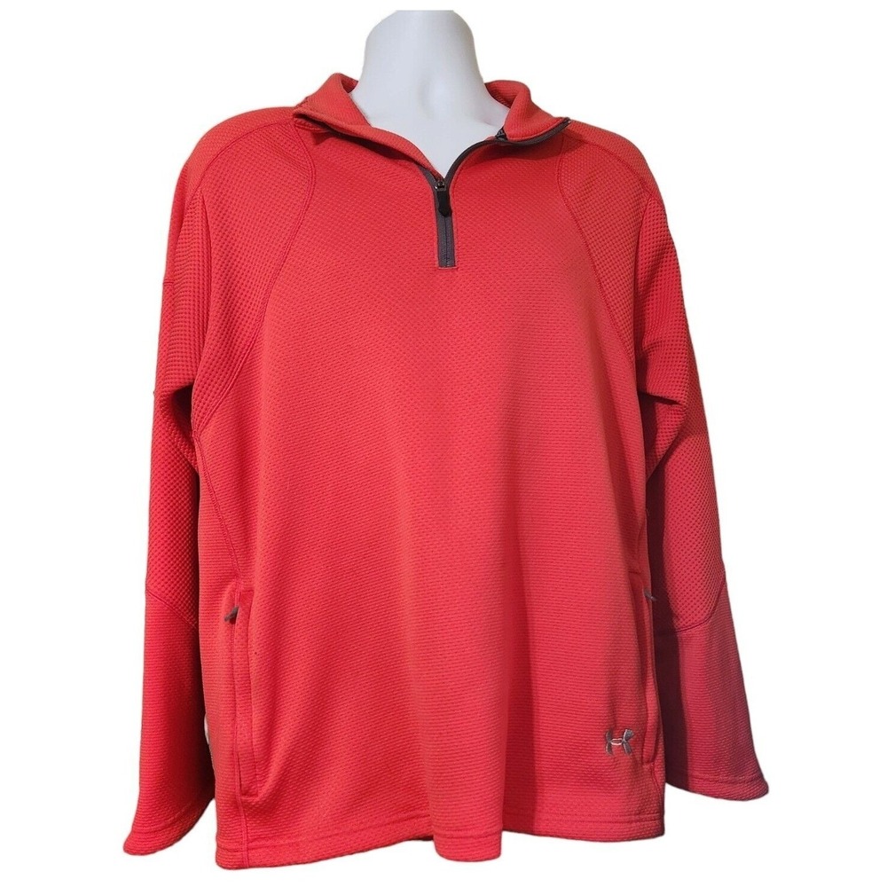 Under Armour Mens Waffle Knit Quarter‎ Zip Pullover Jacket Pockets XL